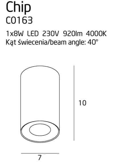 Chip C0163 Plafon czarny 920LM MaxLight