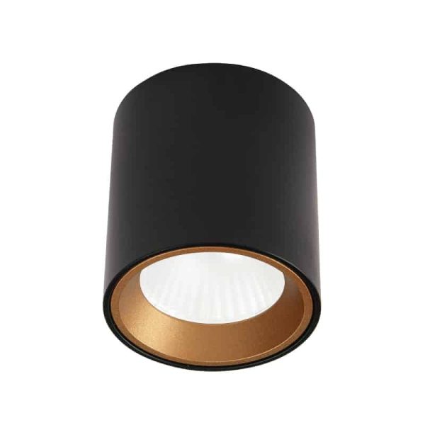TUB C0211 LAMPA SUFITOWA OKRĄGŁA CZARNA + PIERŚCIEŃ OZDOBNY ZŁOTY RC0155/C0156 GOLD MaxLight