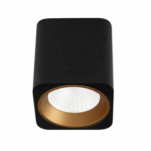 TUB C0212 LAMPA SUFITOWA KWADRATOWA CZARNA + PIERŚCIEŃ OZDOBNY ZŁOTY RC0155/C0156 GOLD MaxLight