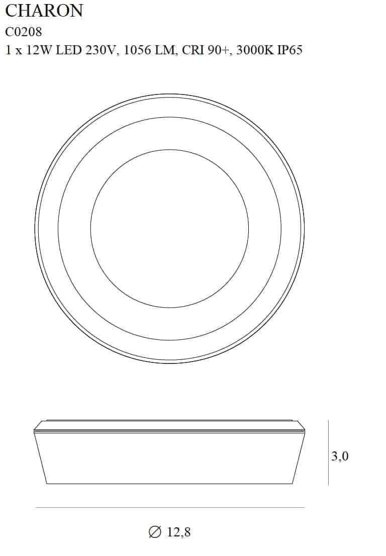 CHARON C0207 LAMPA SUFITOWA BIAŁA IP65 MaxLight