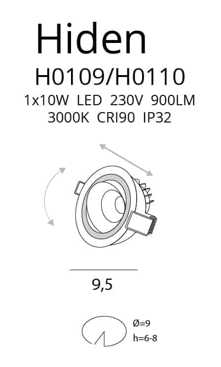 HIDEN H0109 OPRAWA HALOGENOWA BIAŁA MaxLight