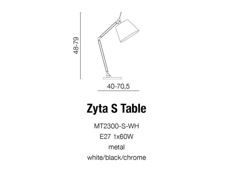 Lampa stołowa ZYTA S TABLE black AZ1848+AZ2597 śr.20cm AZZARDO
