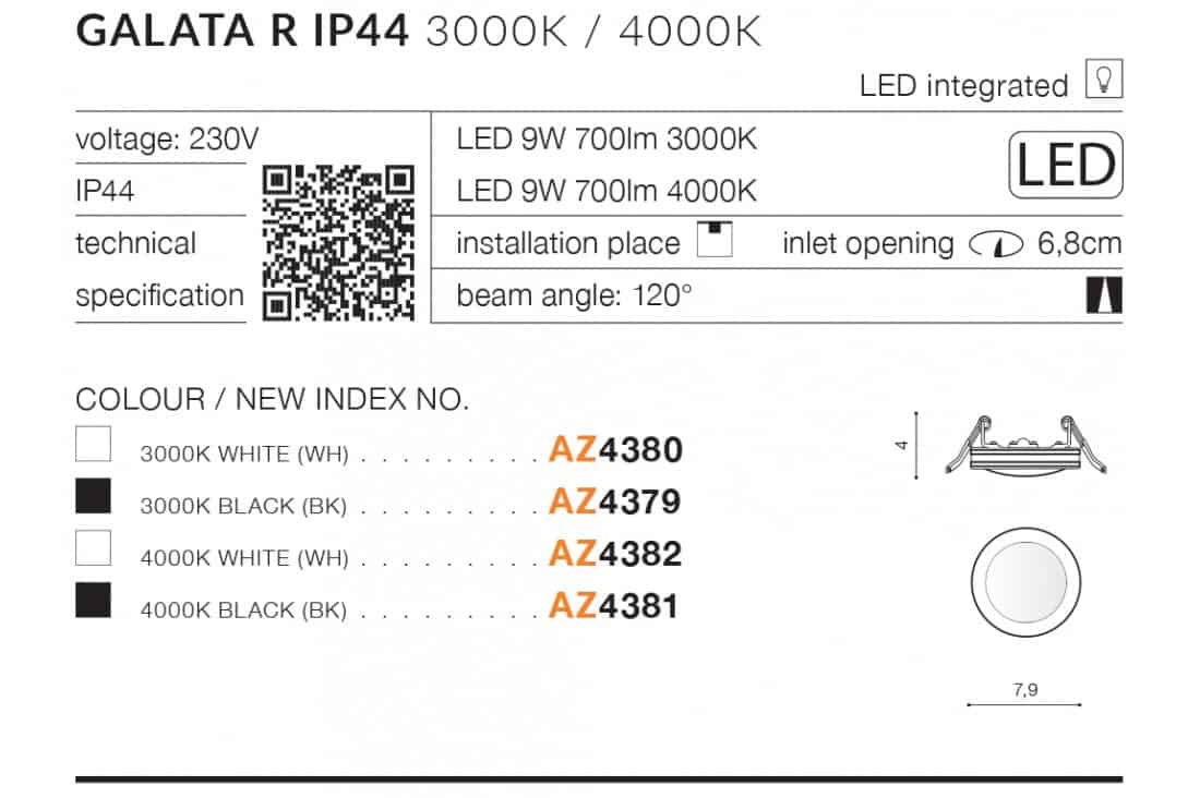 Galata R 4000K (white) AZ4382 IP44 AZZARDO