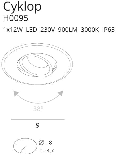 CYKLOP H0094 4000K biała dzienna OPRAWA WPUSTOWA BIAŁA IP65 MaxLight