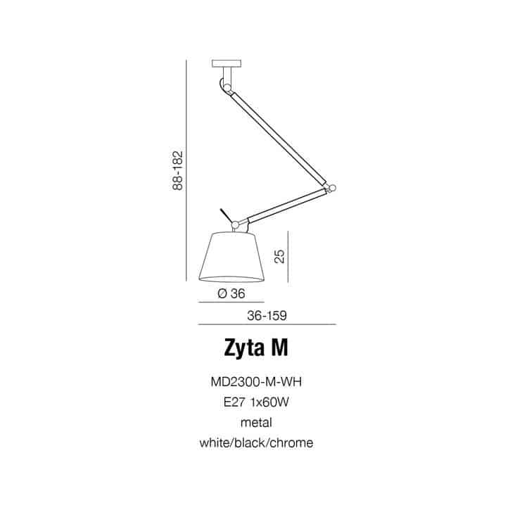 Lampa wisząca ZYTA M PENDANT ALU white AZ2304+AZ2605 śr.36cm AZZARDO