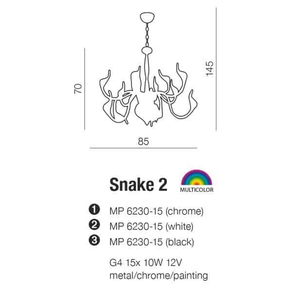Lampa wisząca Snake 2 AZ0172 White AZZARDO