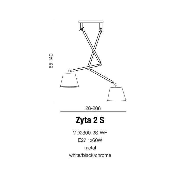 Lampa wisząca ZYTA 2 S PENDANT ALU grey AZ2301+AZ2601 śr.26cm AZZARDO