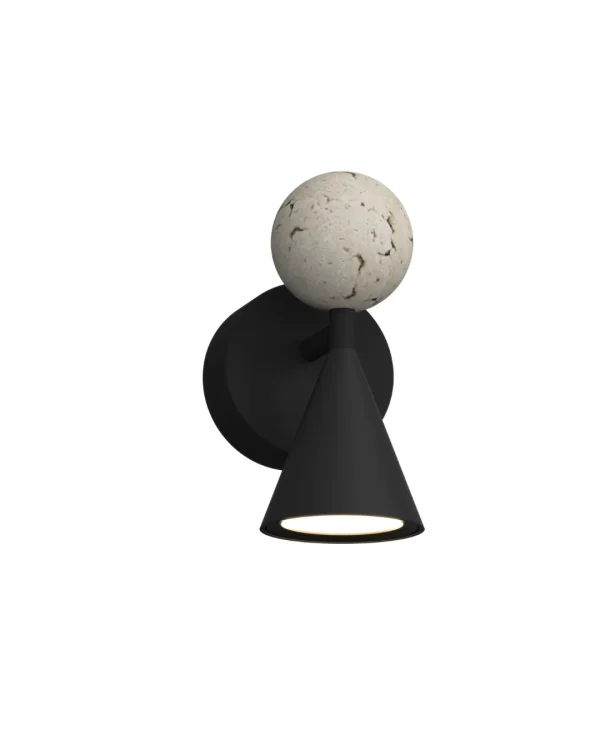 Kinkiet Bingo 5W Czarny + Trawertyn W0445 MaxLight