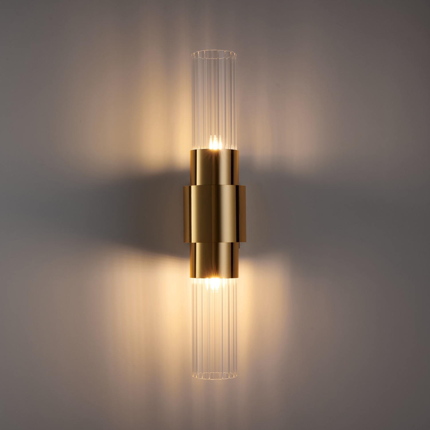 Lampa ścienna GLOW 46 cm - kinkiet złoty, szkło ryflowane ST-DW7790 Step into design